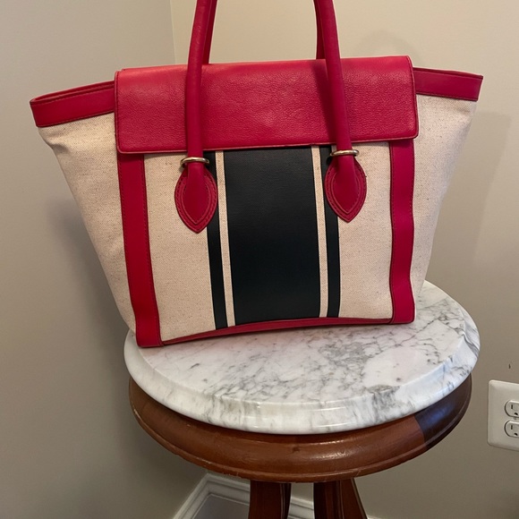 J Crew Large Handbag, Canvas and Leather NWT - Picture 2 of 14